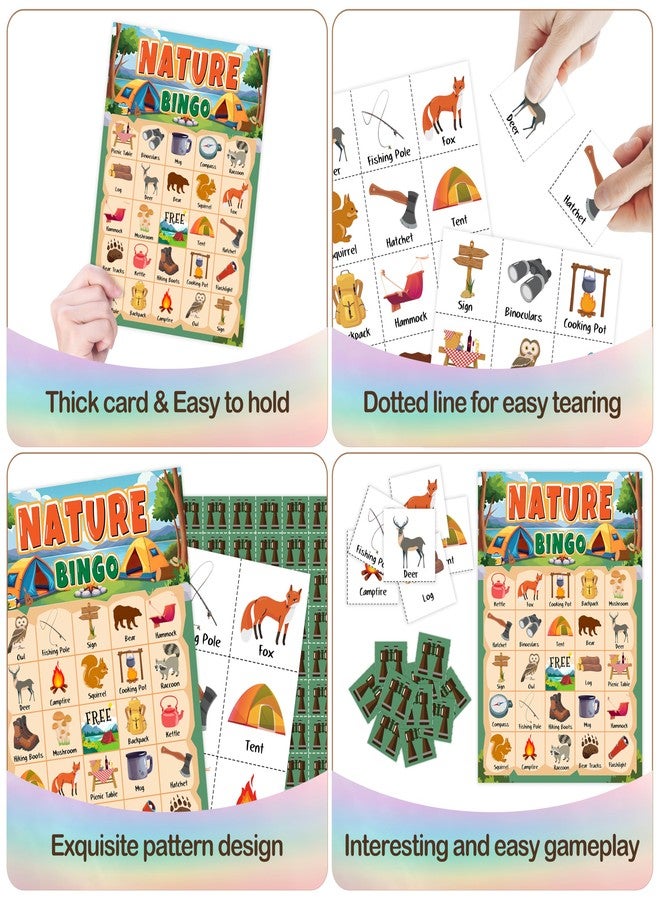Mueddur Nature Bingo Card, Camping Games for Adults Family, Nature Themed Birthday Game, Outdoor Adventure Bingo Kit for Camping Party, Travel Games for 24 Players, Hike Field Trip Supplies -16 - Image 5